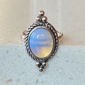 Opalite Boho Style Oval Ring - Size 6